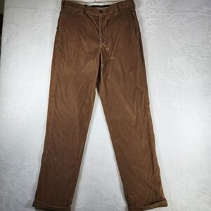 L.L.Bean Mens Corduroy Pants Brown Cotton Casual Straight Leg Comfort 33x33